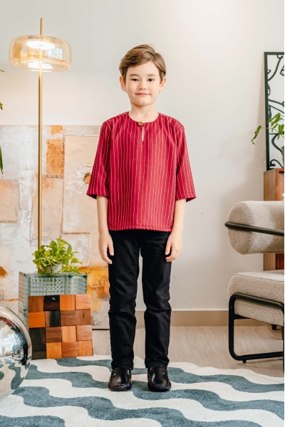 TUSCA KIDS | Ishmael Kids Kurta in Maroon TUSCA KIDS | Ishmael Kids Kurta in Maroon